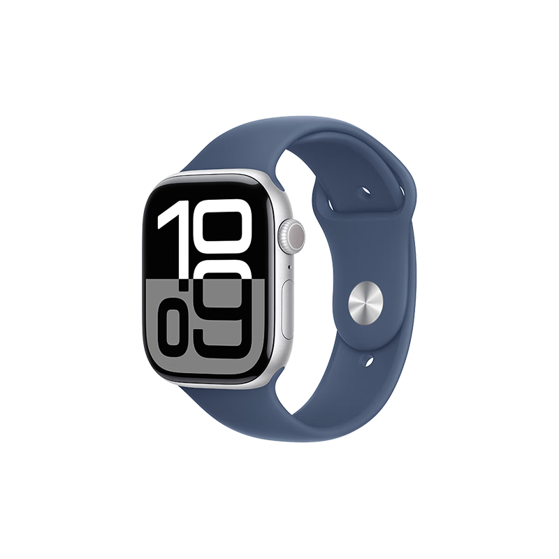 Apple 苹果 Watch Series 10 智能手表 GPS款 46毫米 银色铝金属表壳 硅胶表带S/M MX20