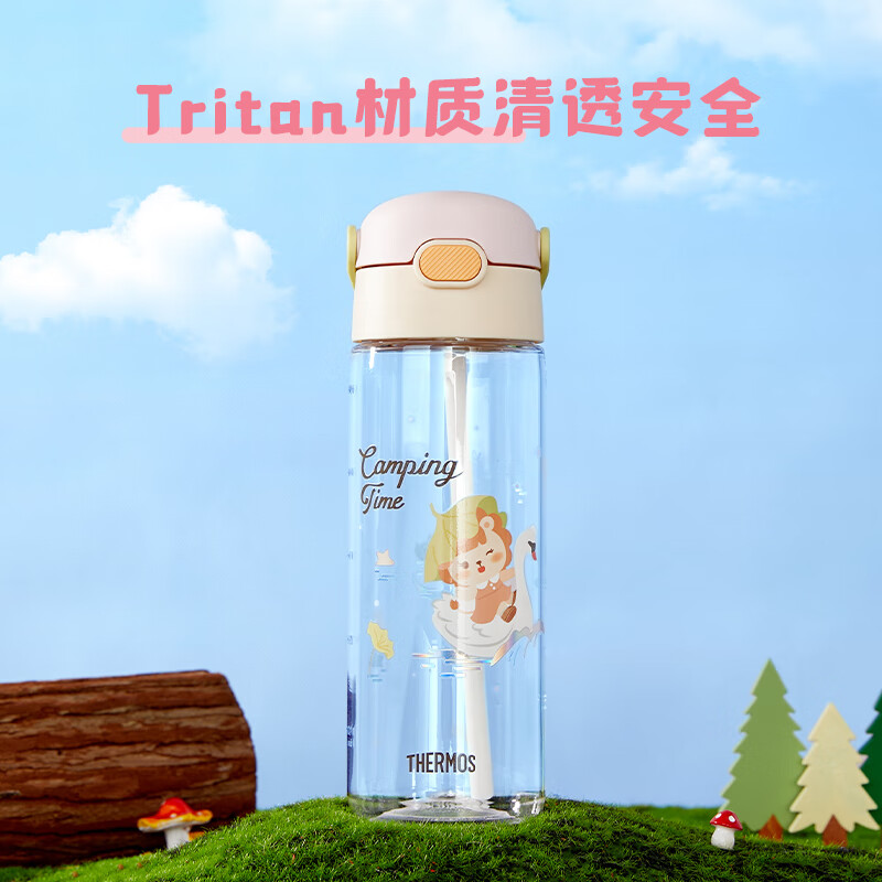 THERMOS 膳魔师 儿童带提手吸管杯 粉天鹅 600ml 68.3元（需用券）