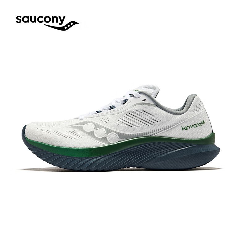 saucony 索康尼 菁华15跑鞋男轻量缓震透气专业运动训练运动鞋Kinvara 15 白灰 42