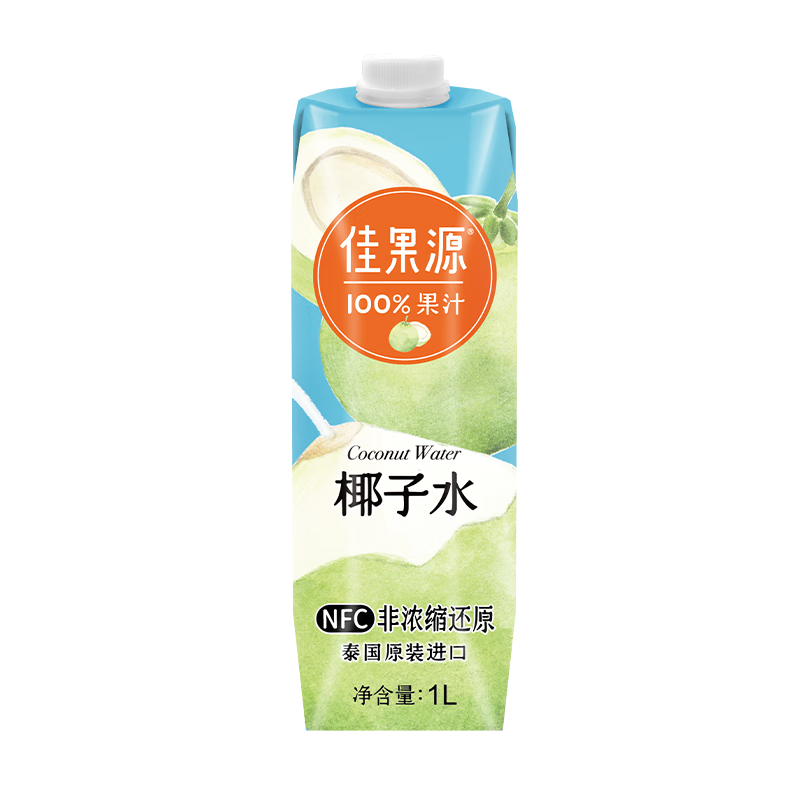 佳果源 佳农旗下100﹪NFC椰子水泰国进口 椰子水1L*4瓶礼盒装 35.9元包邮（需