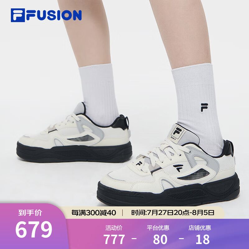 FILA 斐乐 FUSION斐乐潮牌女鞋BANK II2024新款板鞋休闲鞋 雪白/奶白-SG 37.5 679元