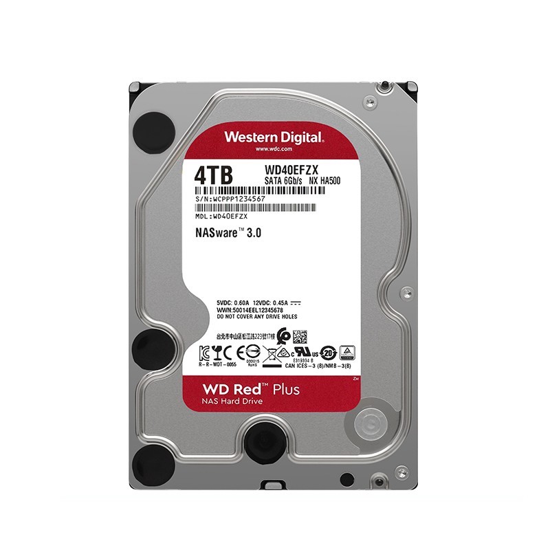 西部数据 WD） NAS硬盘 WD Red Plus 西数红盘 4TB CMR 5400转 256MB SATA 私有云(WD40EFPX)