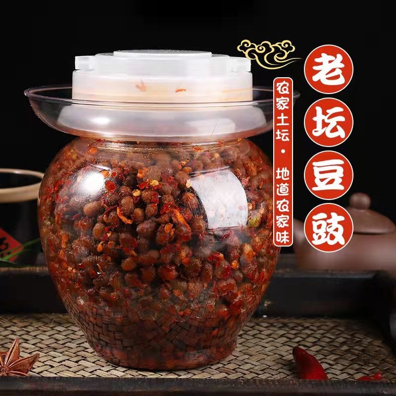 老彪 湖南特产香辣豆豉1000g塑料坛灌装农家自制老坛下饭菜500g批发 4.66元