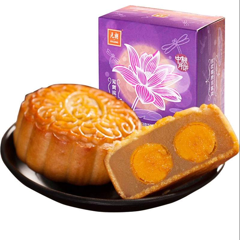 EULONG 元朗 广式月饼 双黄白莲蓉口味 150g