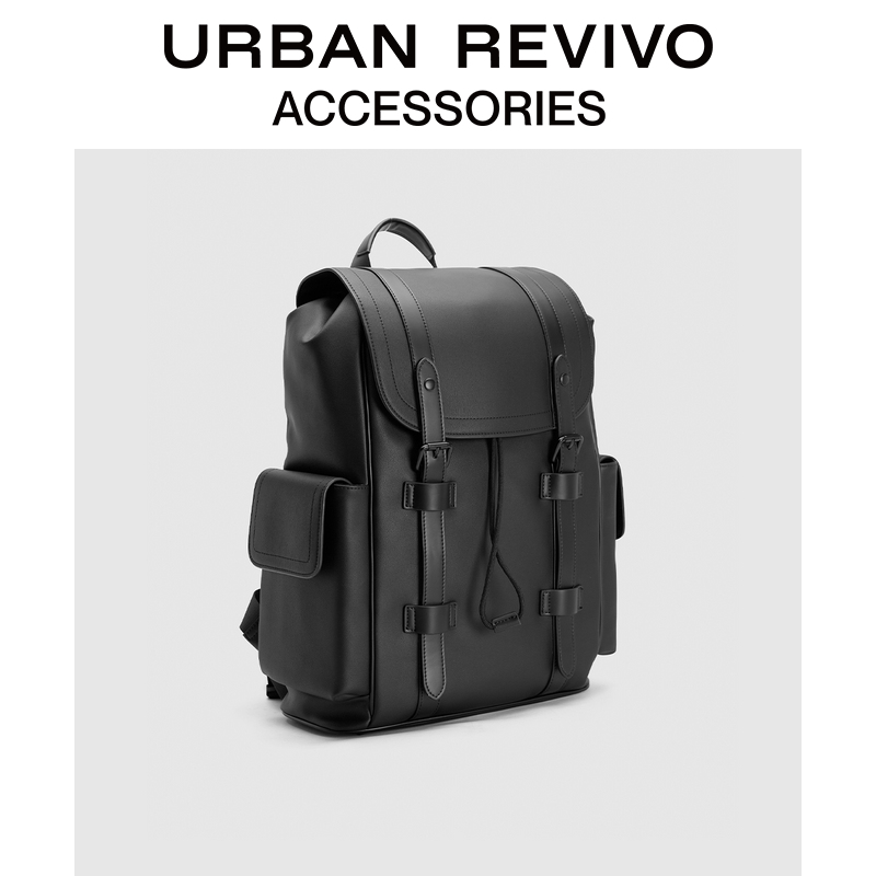 URBAN REVIVO 2024春季新款男士通勤大容量商务双肩背包UAMB40046 155元