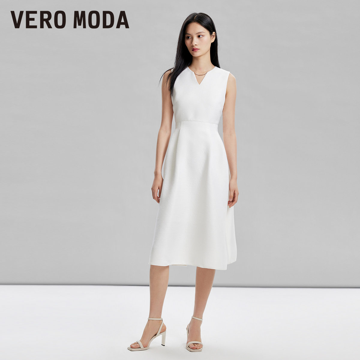 VERO MODA 连衣裙2024春夏新款肌理印花约会中长裙收腰 466.02元