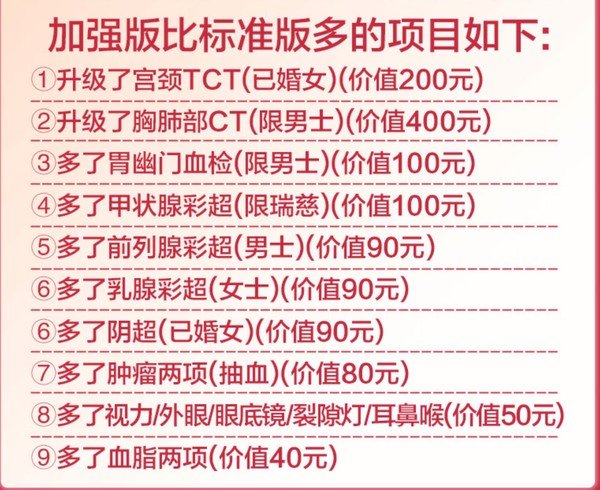 瑞慈体检 美年大健康 幸福家人加强版