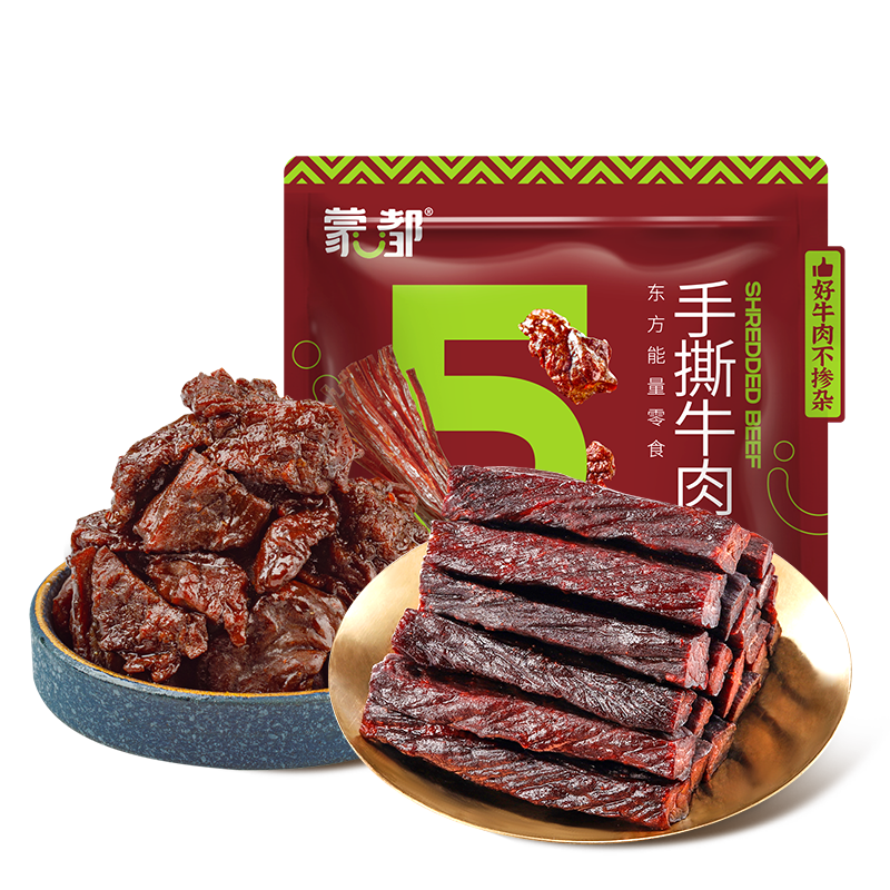 PLUS会员：蒙都 手撕牛肉干+牛肉块组合装 原味400g*2件 156.12元包邮（需领券