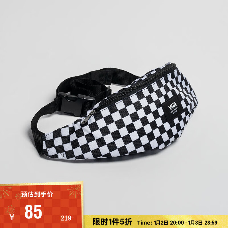 VANS 范斯 中性运动腰包 黑白格纹 VN0A45GXHU0 ￥69.5