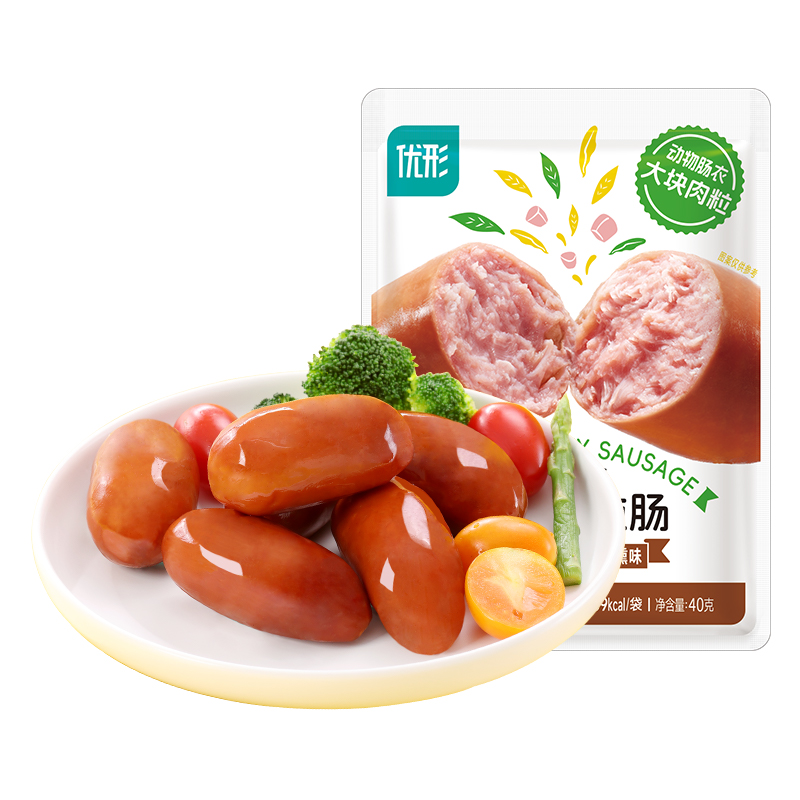 ishape 优形 脆皮鸡胸肉粒肠40g*8袋 低卡即食 （共24袋） 17.98元（需买3件，需