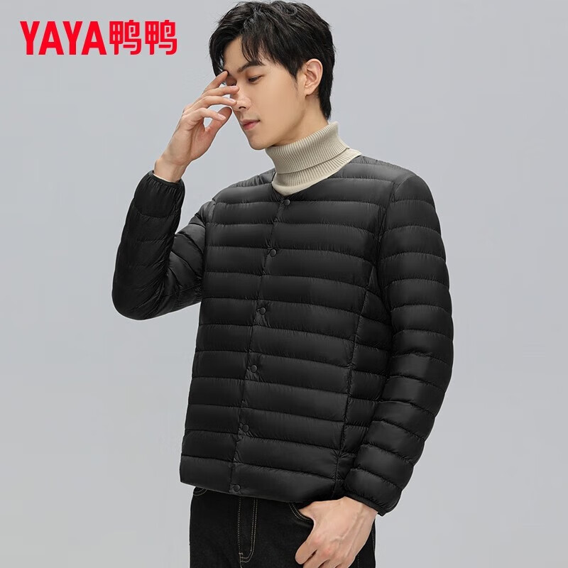 YAYA 鸭鸭羽绒服 鸭鸭（YAYA）羽绒服男2024秋冬季短 黑色 XL 77.7元（需用券）