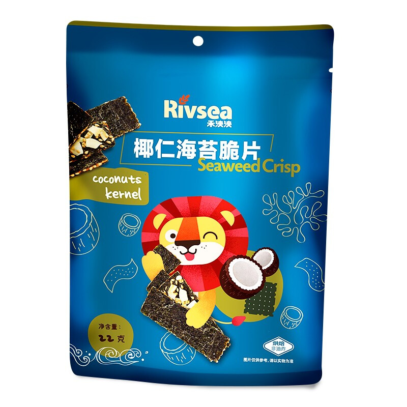 Rivsea 禾泱泱 脆片 儿童零食 出游小零食 非油炸小薄片 椰仁海苔脆片22g 4.87