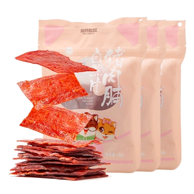 88VIP：Three Squirrels 三只松鼠 猪肉脯自然片150g*3袋 22.03元包邮