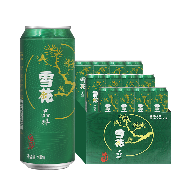 PLUS会员：雪花啤酒（Snowbeer）晶粹 500ml*12听 整箱装*2件 66.04元包邮（需领券