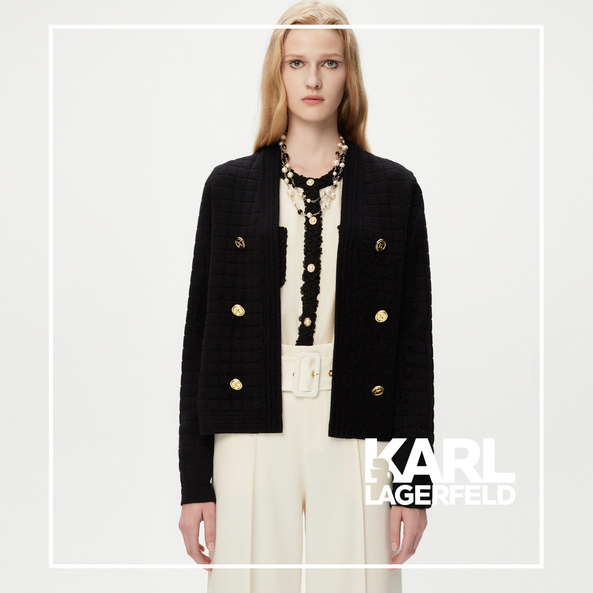 KARL LAGERFELD 女款复古金属纽扣对襟装饰外套 1K2D50208632001 ￥354