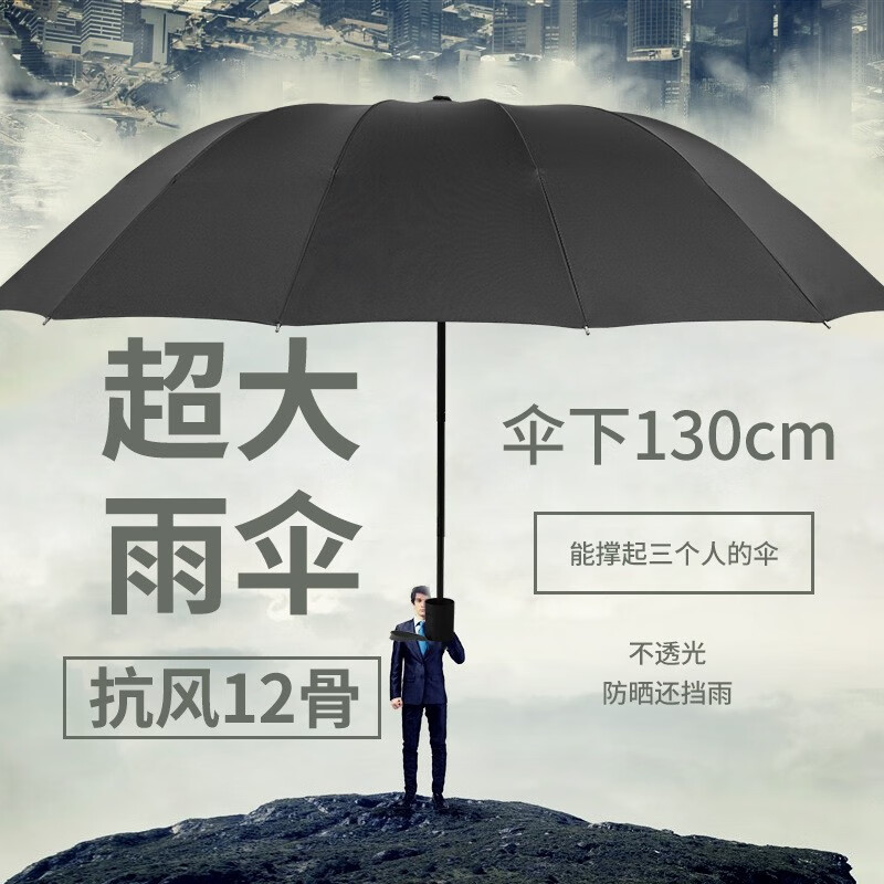 秋质 12骨黑胶雨伞 商务款 27.9元（需用券）