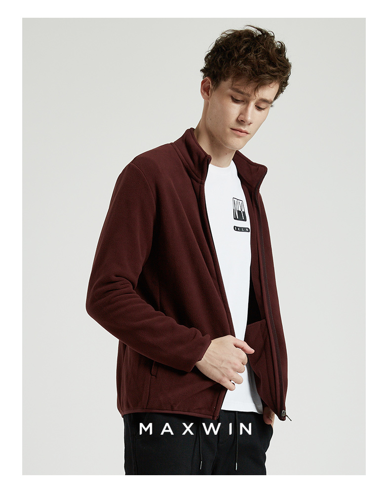 优衣库制造商,maxwin 马威 男士摇粒绒立领保暖开衫 6.6折$59