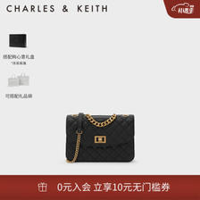 CHARLES & KEITH CHARLES&KEITH早春新品CK2-70701136-2女士优雅菱格链条单肩包 Black黑色