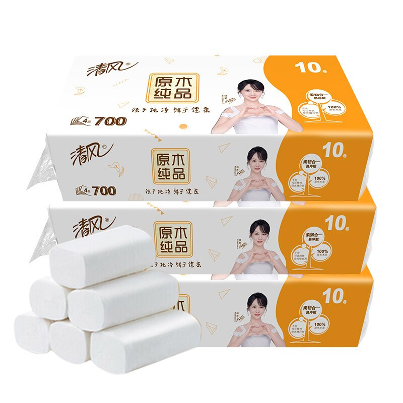 Breeze 清风 原木纯品系列 卷纸 4层70g30卷 16.41元（需用券）