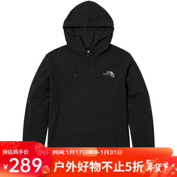 北面 卫衣情侣款户外舒适连帽衫7QUZ 黑色/JK3 XL ￥289