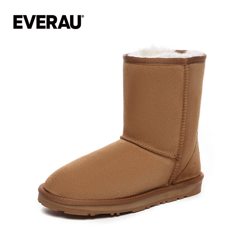 EVERAU 经典3.0中筒雪地靴羊毛雪地靴 男女同款 栗色 198.41元（需用券）