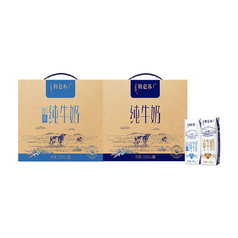 特仑苏 2箱（纯牛奶250mL×16包+脱脂纯牛奶250mL×16包）1 ￥75.81