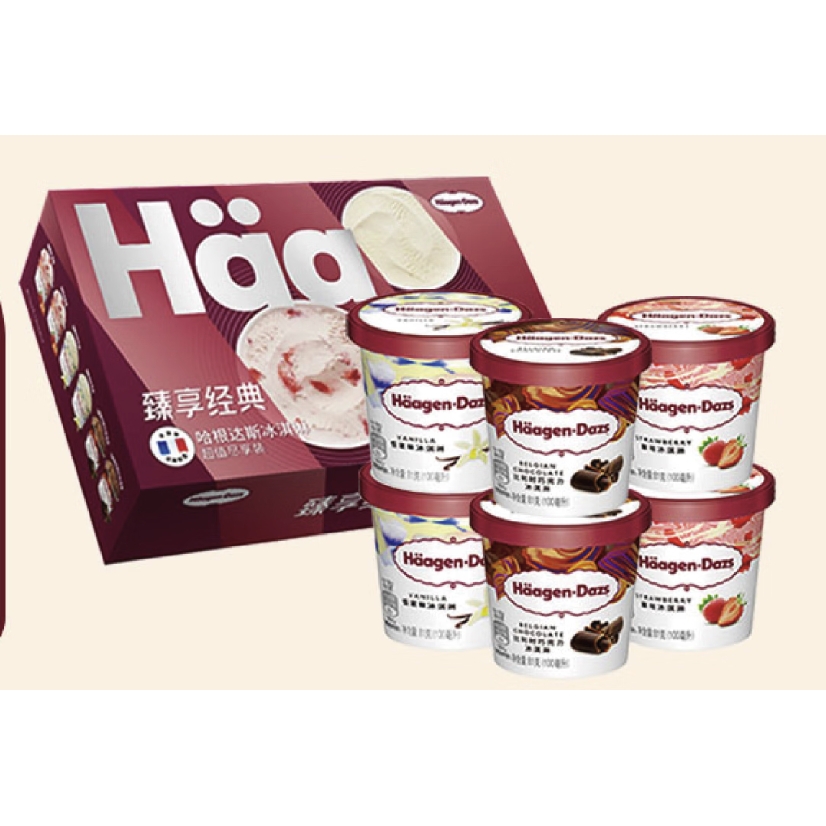 Häagen·Dazs 哈根达斯 冰淇淋 100ml*6杯 99元包邮（需用券）