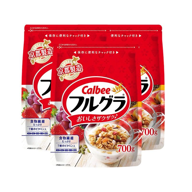 Calbee 卡乐比 日本进口Calbee卡乐比水果燕麦片早餐冲饮谷物原味700g*3 118.28元