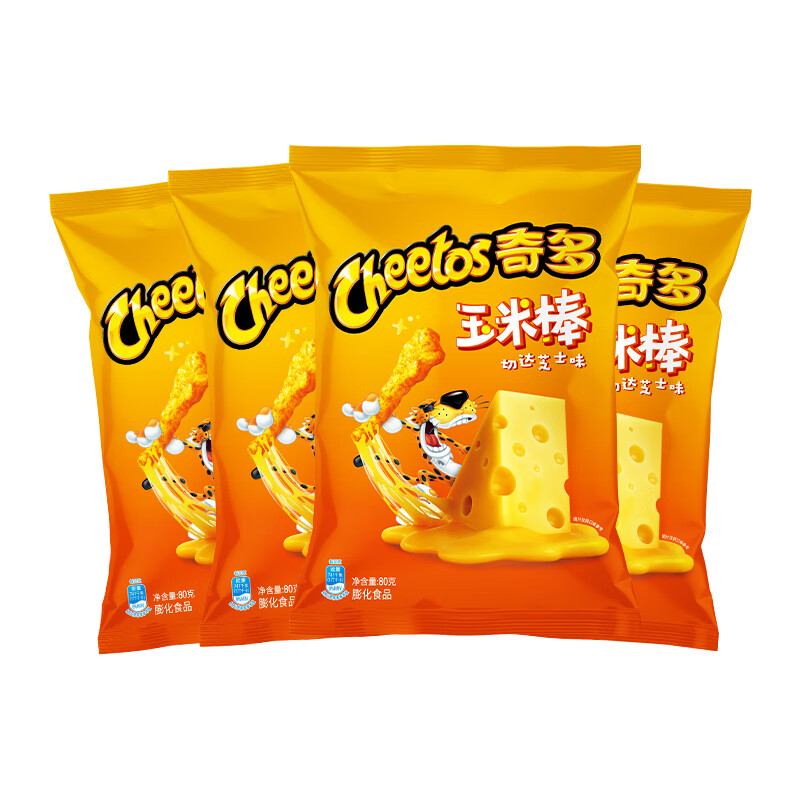 Cheetos 奇多 玉米棒 芝士味 80g*4包 零食大礼包 休闲食品 21元