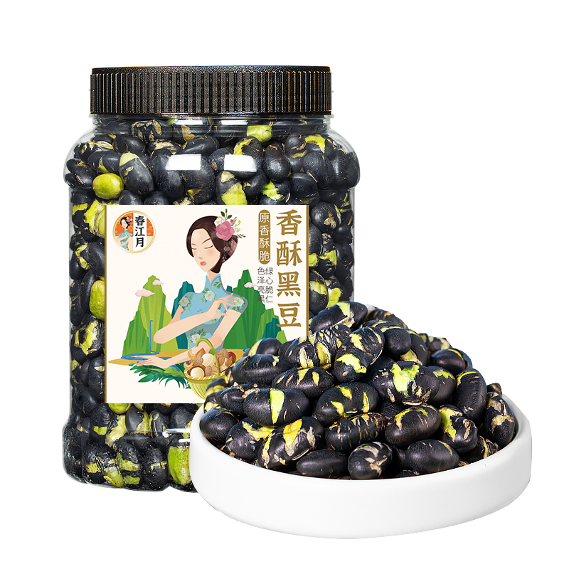 春江月 炒黑豆 500g 罐装 盐炒坚果 13.8元