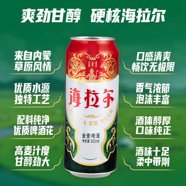 SNOWBEER 雪花 海拉尔精制啤酒 500ml*12听