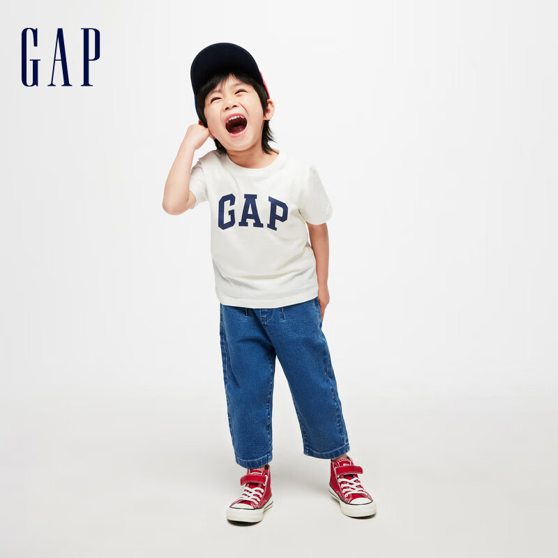 Gap 盖璞 儿童字母logo短袖 黑白组合 99元包邮（需用券）