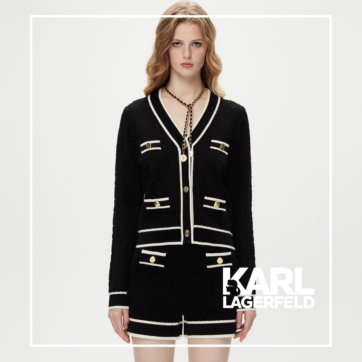 KARL LAGERFELD 女士双K提花针织外套 1K2D50208622001 ￥269