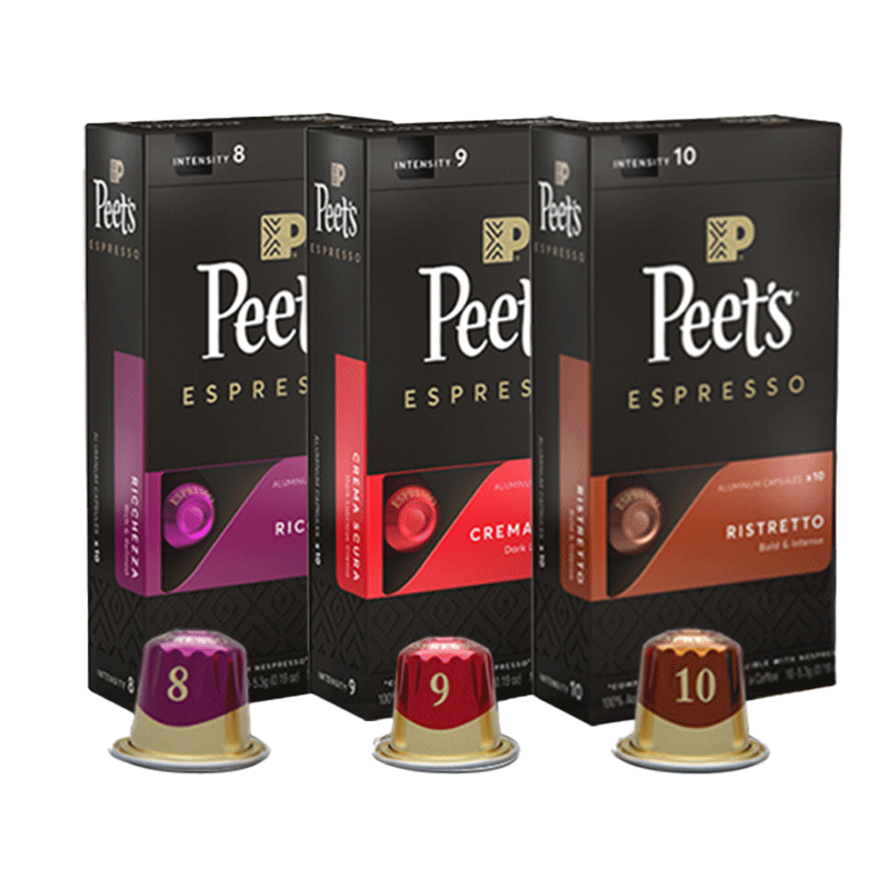 Peet's Coffeepeets胶囊咖啡30颗混装（强度8+9+10+搪瓷杯）法国进口【新】 ￥131.6