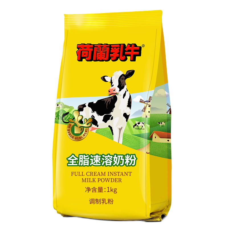 再降价、PLUS会员：荷兰乳牛进口奶源 全脂速溶奶粉1KG袋 全家营养奶粉 早餐