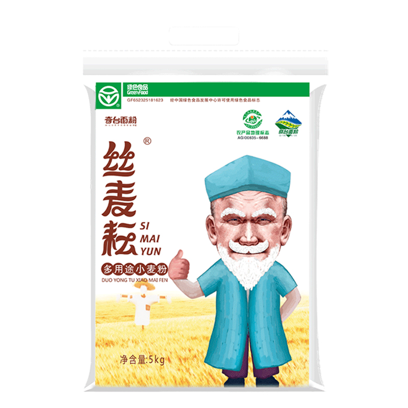 丝麦耘 天猫超市新疆丝麦耘面粉多用途粉5kg/袋中筋精制粉家用通用面包馒