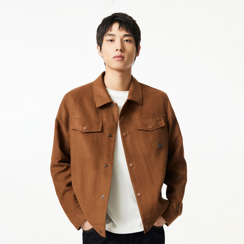 再降价、PLUS会员：JACK&JONES 杰克·琼斯 仿麂皮 翻领夹克 224321056E10 颜色任选 