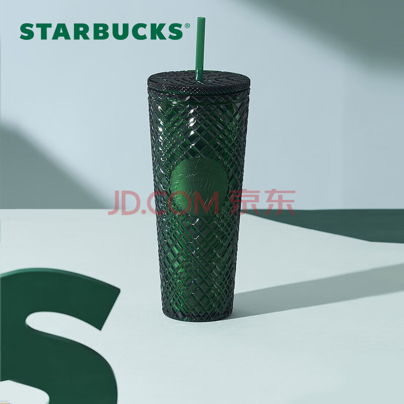 星巴克（Starbucks）杯子塑料杯经典绿色格纹款塑料吸管杯大容量710ml 男女士