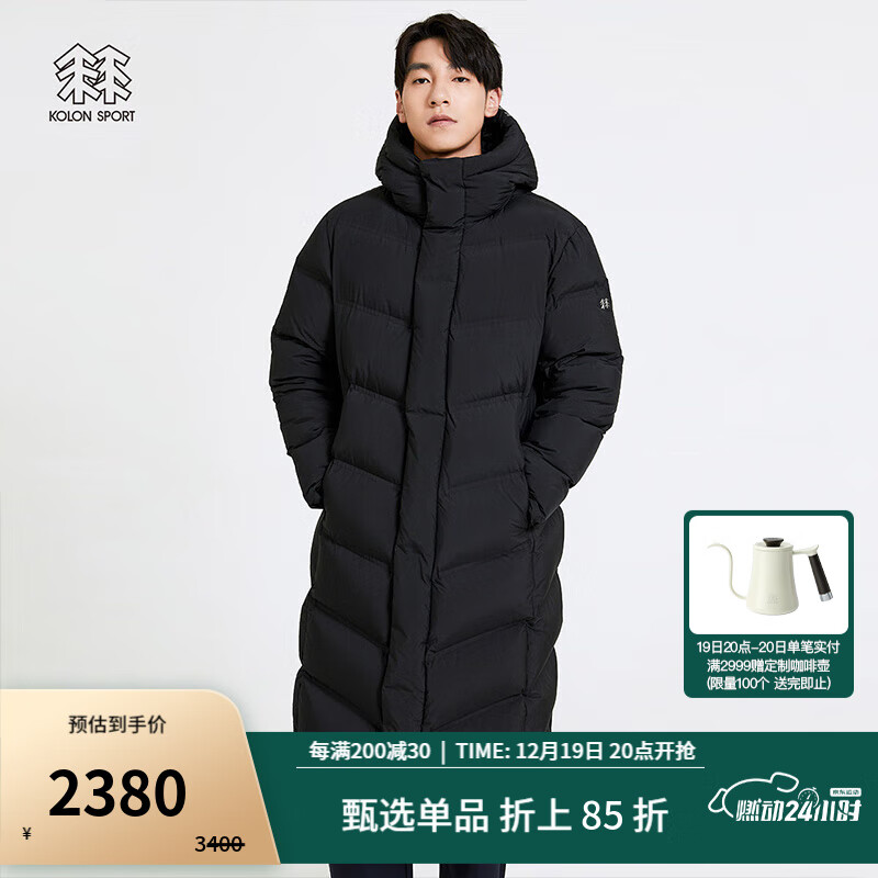 KOLON SPORT 可隆羽绒服 男子冬季户外防泼水防风保暖重量鹅绒服 LHDJ2WN151-BL 黑