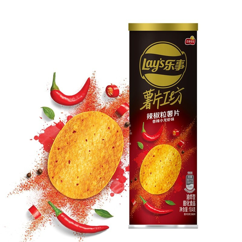 Lay's 乐事 薯片工坊 辣椒粒薯片 香辣小龙虾味 104g 8.9元