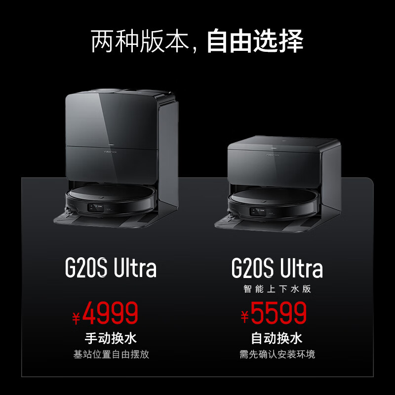 PLUS会员：Roborock 石头 G20S Ultra A1430RR 扫拖洗烘一体机 4939元包邮（双重优惠