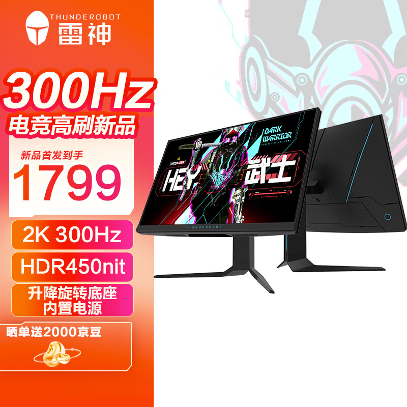 ThundeRobot 雷神 DQ27F300L 27英寸Fast-IPS显示器（2560*1440、300Hz、95%DCI-P3、HDR10） 