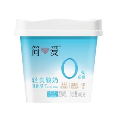 简爱 大桶0﹪蔗糖轻食酸奶 400g*6件 59.74元包邮（需领券，合9.96元/件）