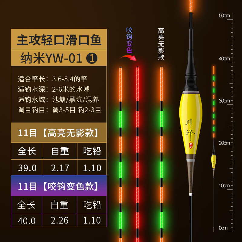 川泽 咬钩变色夜光漂高灵敏鱼漂超亮电子漂夜钓鲫鱼漂日夜两用浮漂 10元（