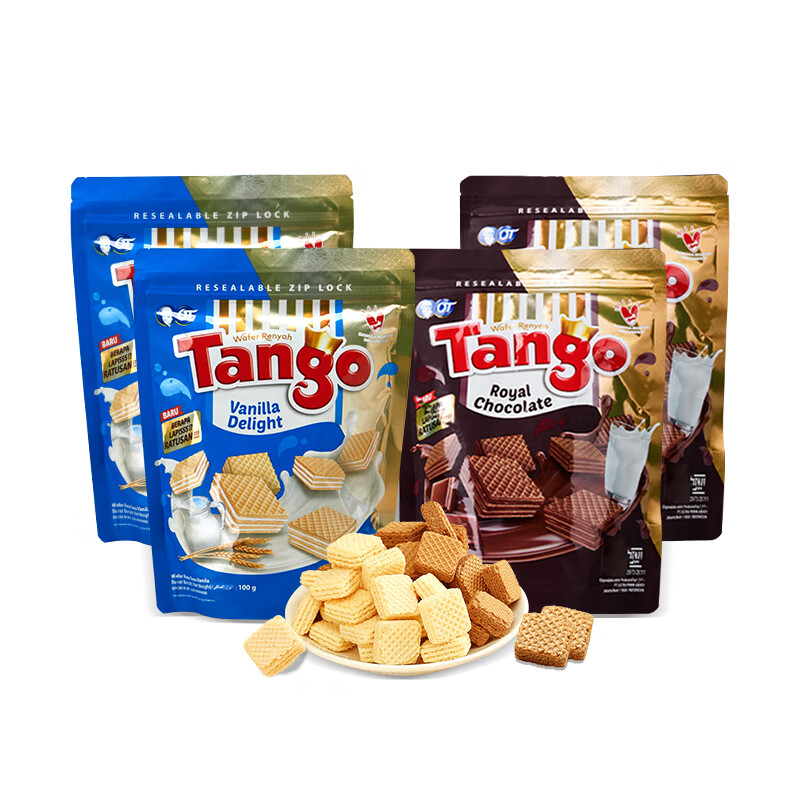 PLUS会员:Tango 印尼进口 威化饼干 100g*4袋400g+赠巧克力100g 11.7元包邮