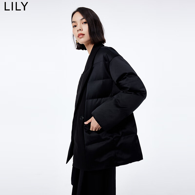 PLUS会员：LILY 羽绒服 女装 保暖鹅绒时尚通勤款 510黑 L 489.3元（需领券）