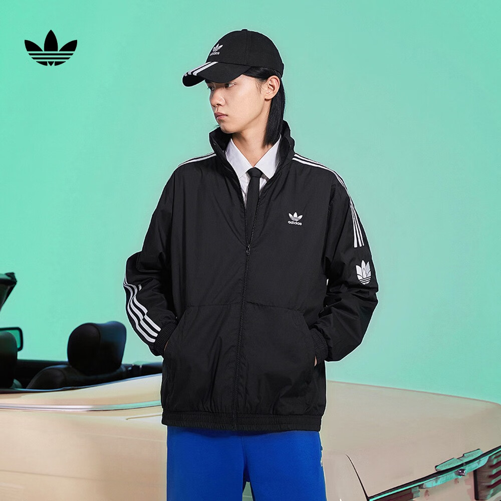 plus会员：adidas 休闲简约三条纹运动立领夹克外套男 356.02元 包邮 （需用券