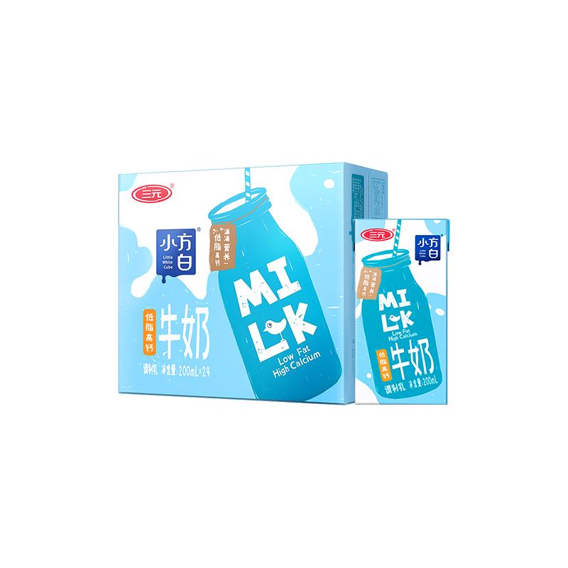 plus会员、限地区：三元小方白低脂高钙牛奶200ml*24盒 量贩装*3件 78.41元包邮