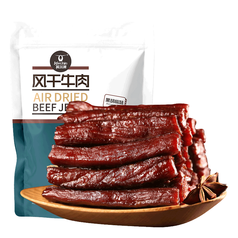 plus会员、需首购：Kerchin 科尔沁 手撕风干牛肉干 风干黑胡椒味500g 量贩装+