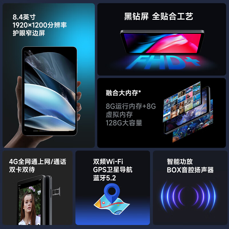 CUBE 酷比魔方 掌玩mini 2024版 8.4英寸平板电脑 8GB+128GB 4G版 灰色 769元（需用券